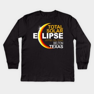 Belton Texas Total Solar Eclipse April 8 2024 Kids Long Sleeve T-Shirt